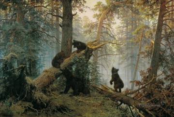 matin dans une forêt de pins 1889 Ours Peinture à l'huile